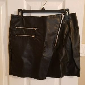 Leather moto skirt